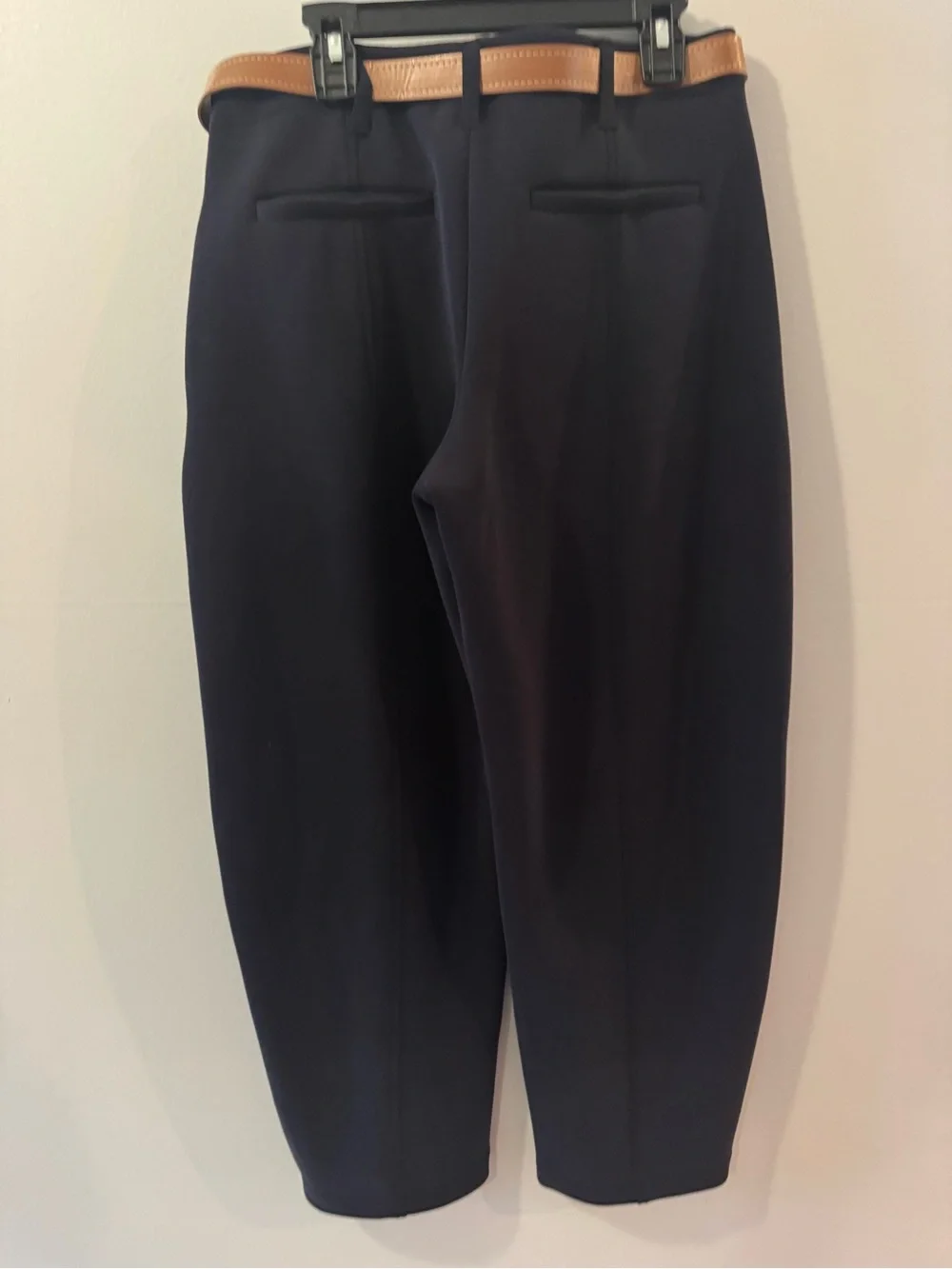 Christian Siriano Women’s Navy Dress Pants with Brown Belt Accent S